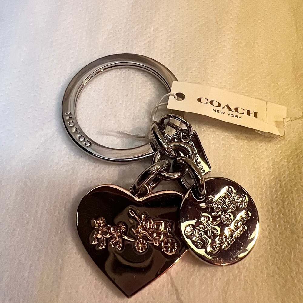 Coach Silver Heart Keychain